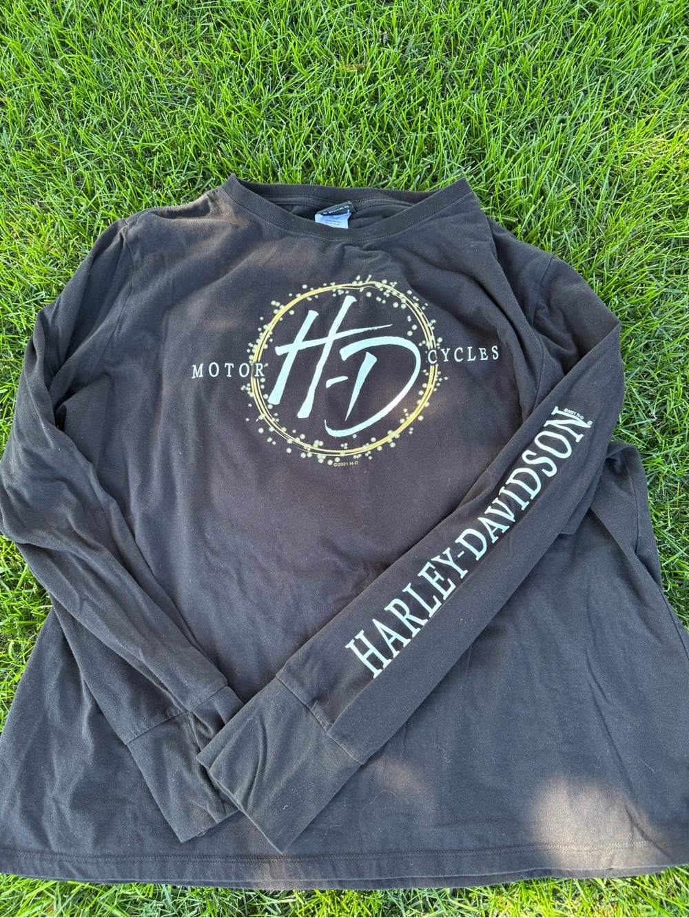 Harley-Davidson Black Long Sleeve Shirt with Yellow HD Emblem